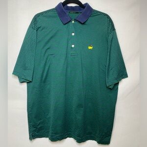 Vintage The Masters Augusta National Golf Club Shop Striped Knit Polo Shirt Mens